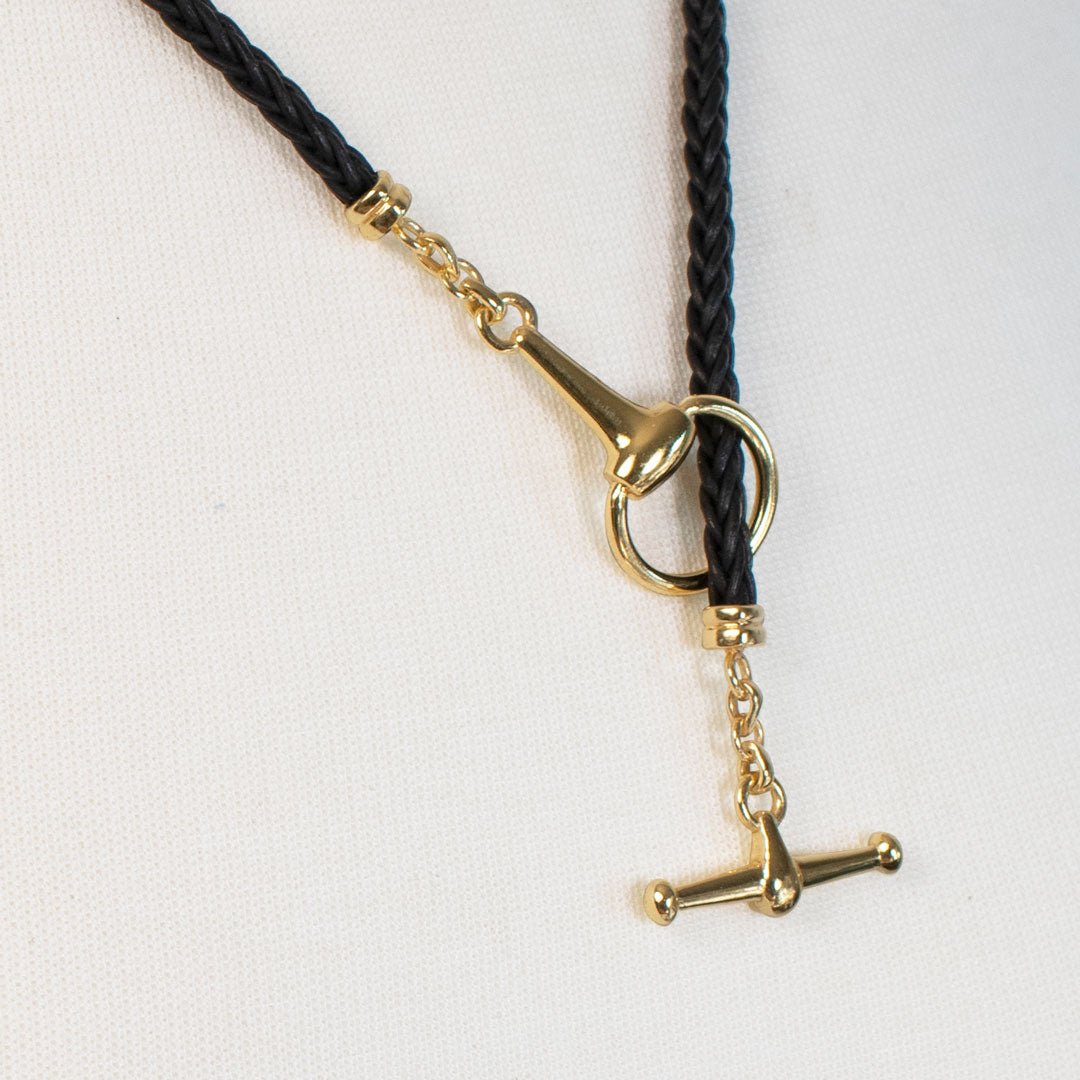 Odeza - Horse Bit Toggle Equestrian Necklace Black and Gold Urban-Equestrian