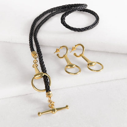 Odeza - Horse Bit Toggle Equestrian Necklace Black and Gold Urban-Equestrian