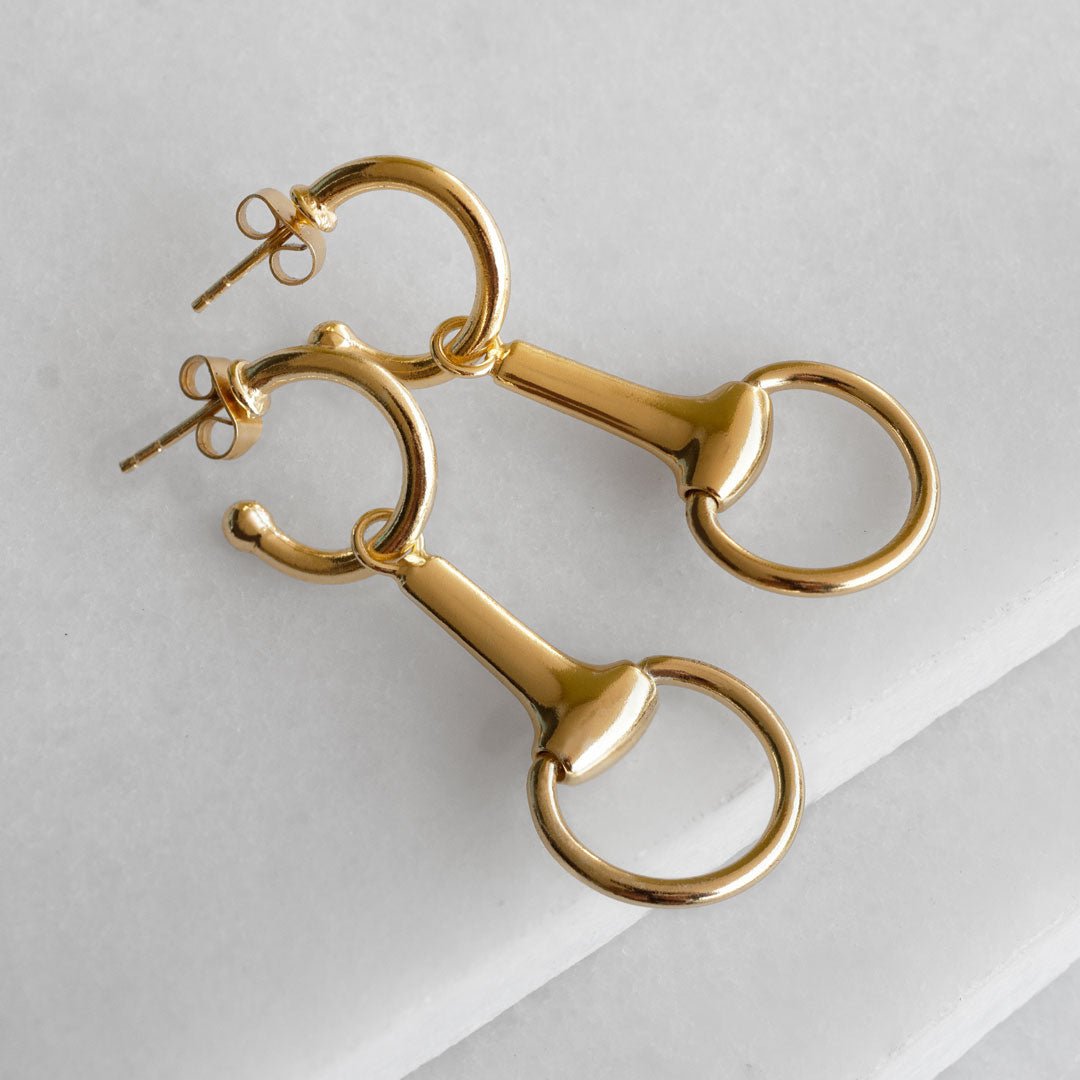 Odeza - Equestrian Horse Bit Earring in 14K Gold on Sterling Silver Urban-Equestrian