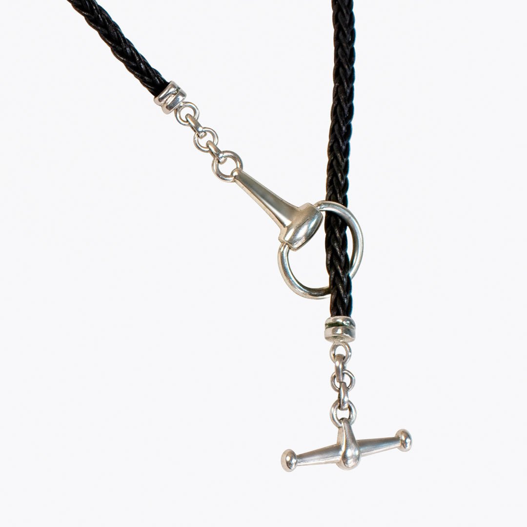 Odeza - Horse Bit Toggle Equestrian Necklace Black and Silver Urban-Equestrian