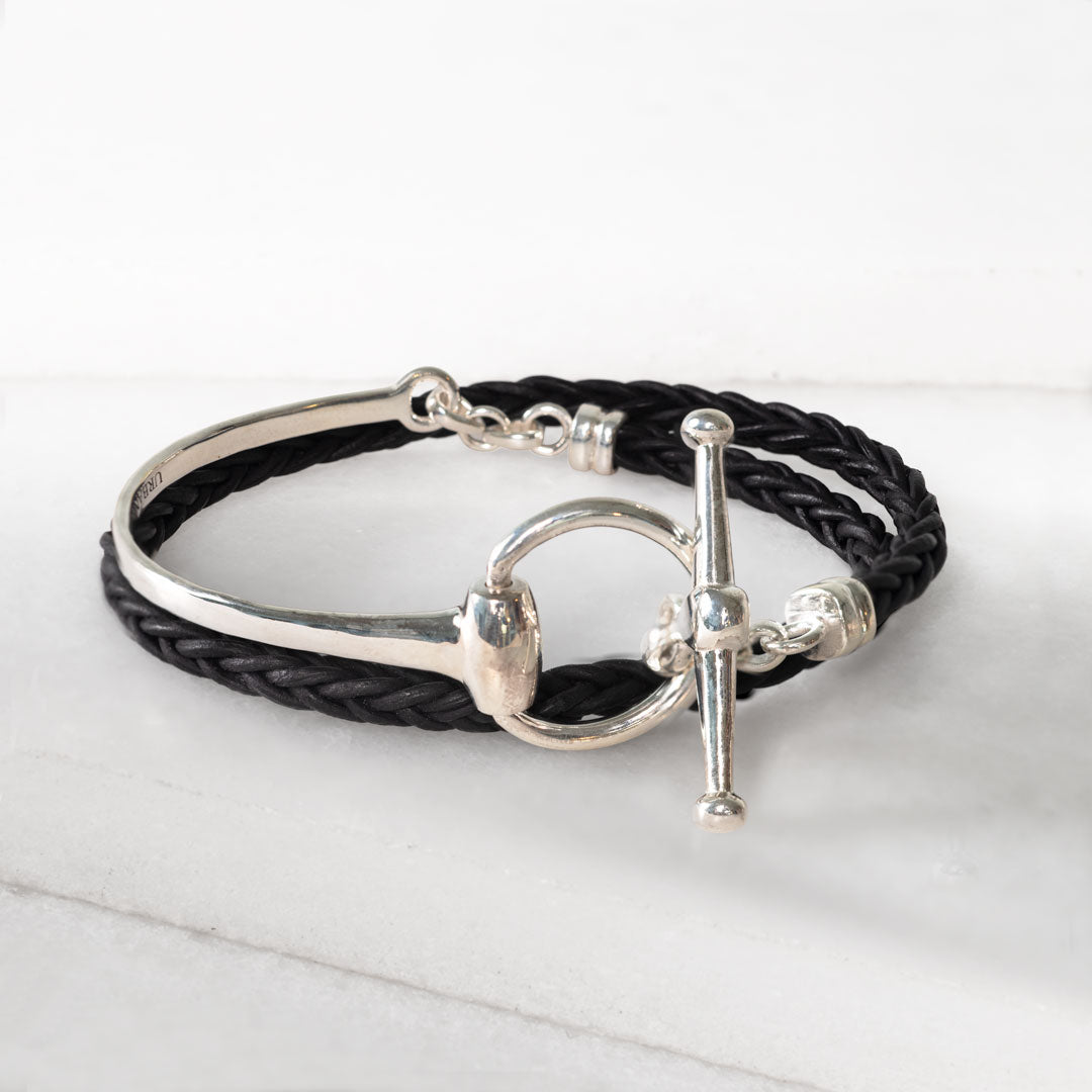 Odeza - Horse Bit Toggle Equestrian Necklace Black and Silver Urban-Equestrian
