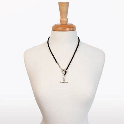 Odeza - Horse Bit Toggle Equestrian Necklace Black and Silver Urban-Equestrian