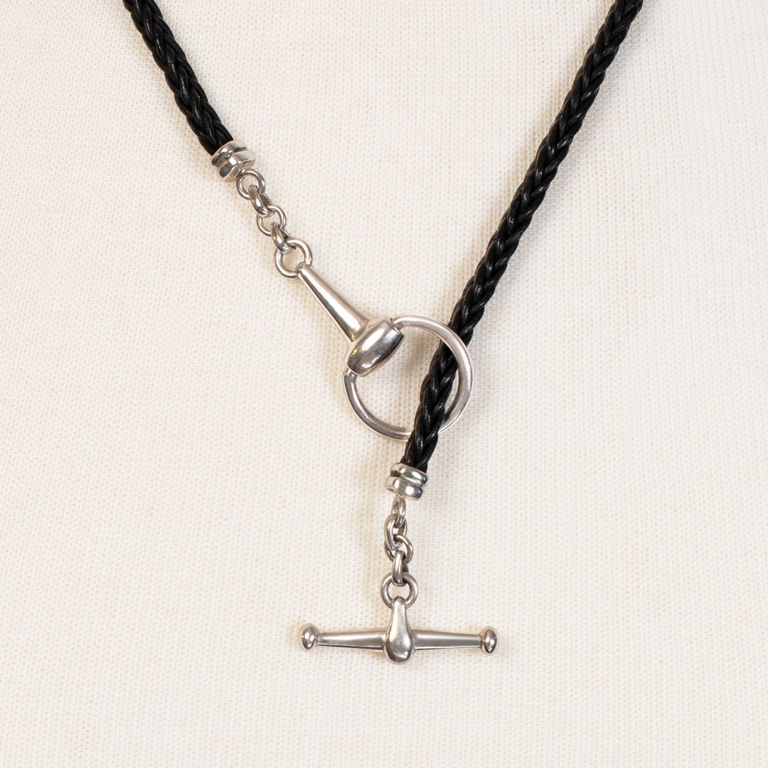 Odeza - Horse Bit Toggle Equestrian Necklace Black and Silver Urban-Equestrian