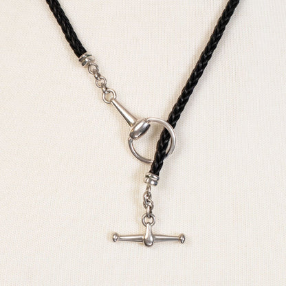 Odeza - Horse Bit Toggle Equestrian Necklace Black and Silver Urban-Equestrian