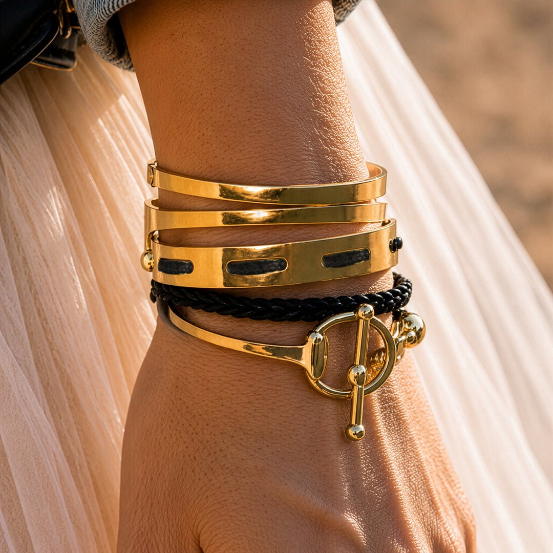 Odeza - Wrap Around Horse Bit Bracelet in Gold & Black Urban-Equestrian