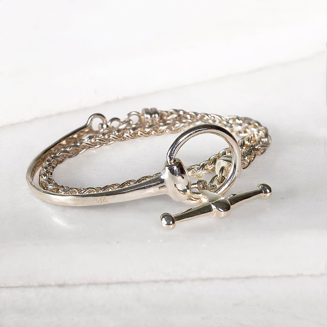 Odeza - Wrap Around Horse Bit Bracelet in Silver & Black Urban-Equestrian