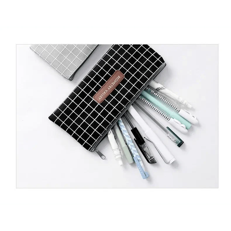 Office Simple Print Stationery Pencil Case Classic Design Pencil Pouch Simple Storage Bag Stevvex