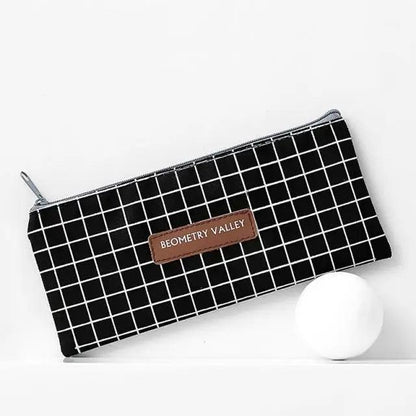 Office Simple Print Stationery Pencil Case Classic Design Pencil Pouch Simple Storage Bag Stevvex