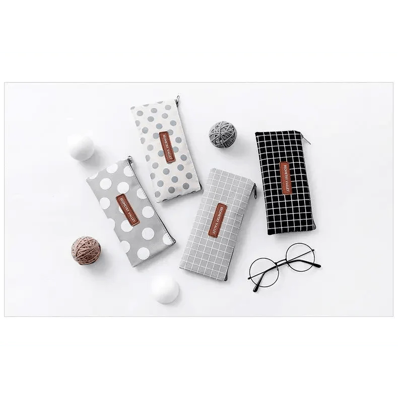 Office Simple Print Stationery Pencil Case Classic Design Pencil Pouch Simple Storage Bag Stevvex