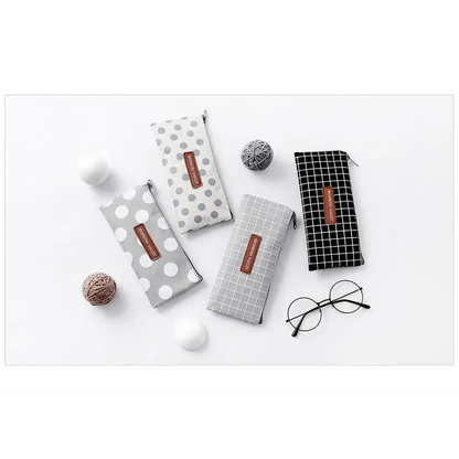 Office Simple Print Stationery Pencil Case Classic Design Pencil Pouch Simple Storage Bag Stevvex
