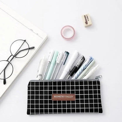 Office Simple Print Stationery Pencil Case Classic Design Pencil Pouch Simple Storage Bag Stevvex
