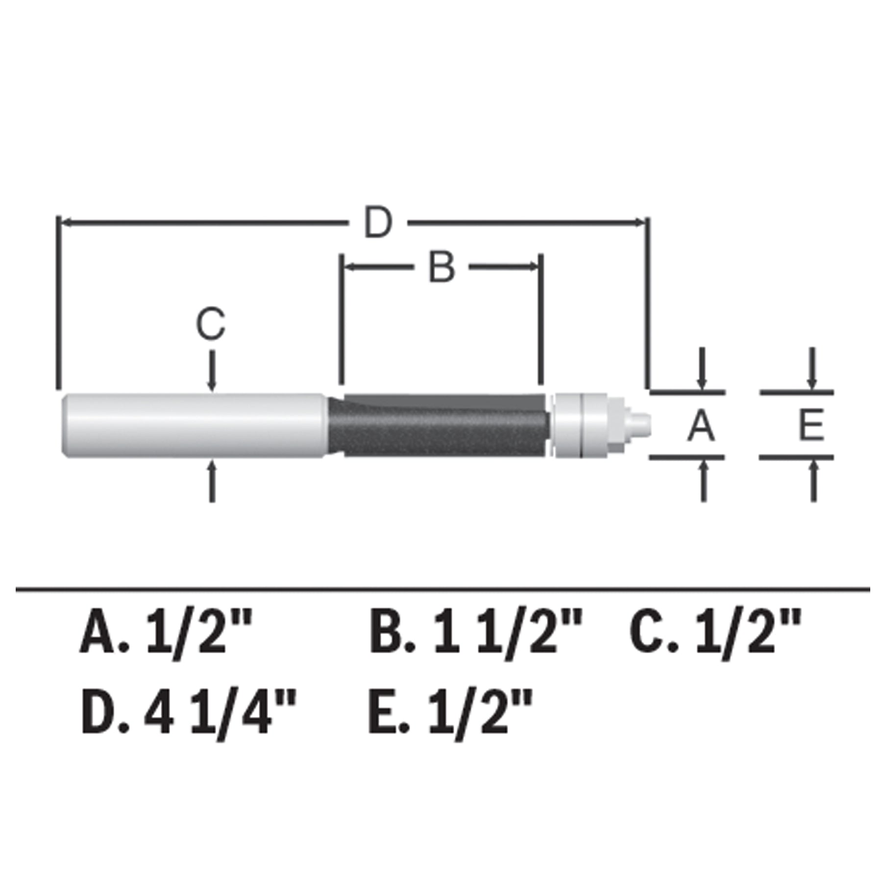 BOSCH 85601MC 1/2 In. x 1-1/2 In. Carbide-Tipped Double-Flute Template Trim Router Bit VM Hardware
