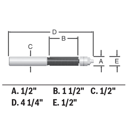 BOSCH 85601MC 1/2 In. x 1-1/2 In. Carbide-Tipped Double-Flute Template Trim Router Bit VM Hardware