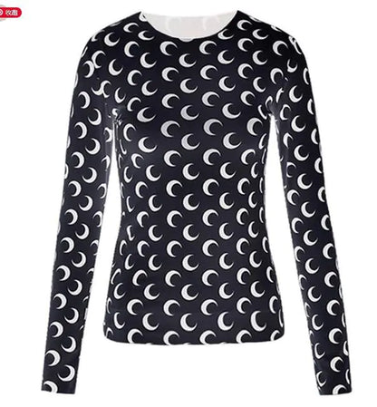 Women's Long-Sleeved Marine Moon T-Shirts & Underwear