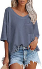 V-neck Summer Short Sleeve Green Shirts for Women