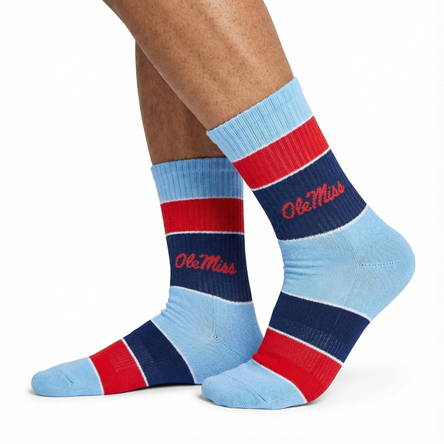 Ole Miss Powder Wide Stripe Casual Crew DeadSoxy