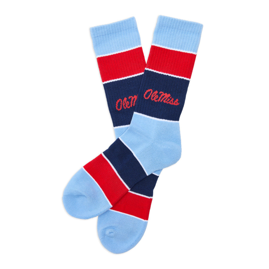 Ole Miss Powder Wide Stripe Casual Crew DeadSoxy