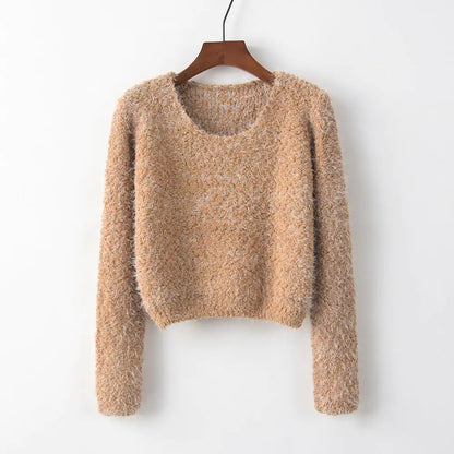 Women's Solid Color Round Neck Pullover Sweater