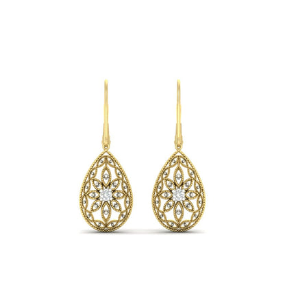Filigree Diamond Openwork Teardrop Earrings Fascinating Diamonds