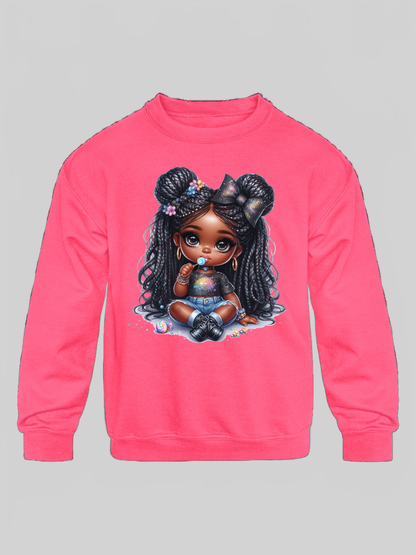 African American Toddler Girls Lollipop and Earrings Long Sleeve Crewneck Sweatshirt NicholesGifts
