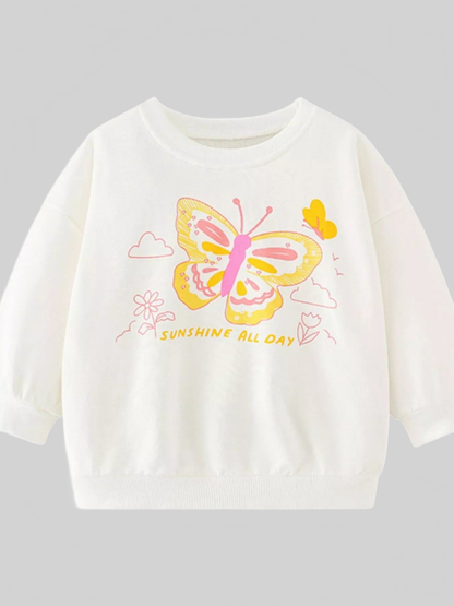 Girls and Toddler Girls Butterfly Graphic Crew Neck Sweatshirt NicholesGifts