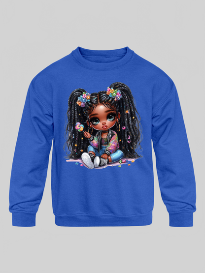 African American Toddler Girls Lollipop Girl Long Sleeve Crewneck Sweatshirt NicholesGifts