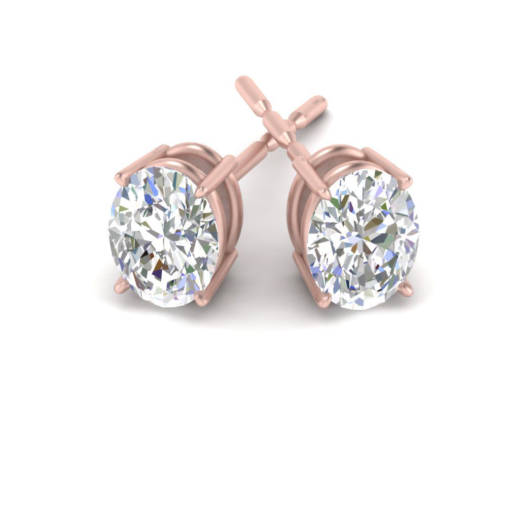 Stud Earring Basket Oval Shaped Fascinating Diamonds