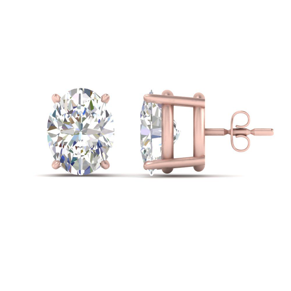 Stud Earring Basket Oval Shaped Fascinating Diamonds