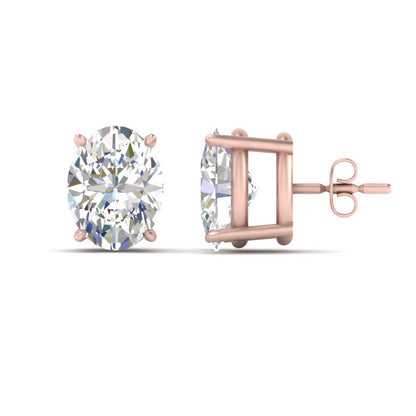 Stud Earring Basket Oval Shaped Fascinating Diamonds