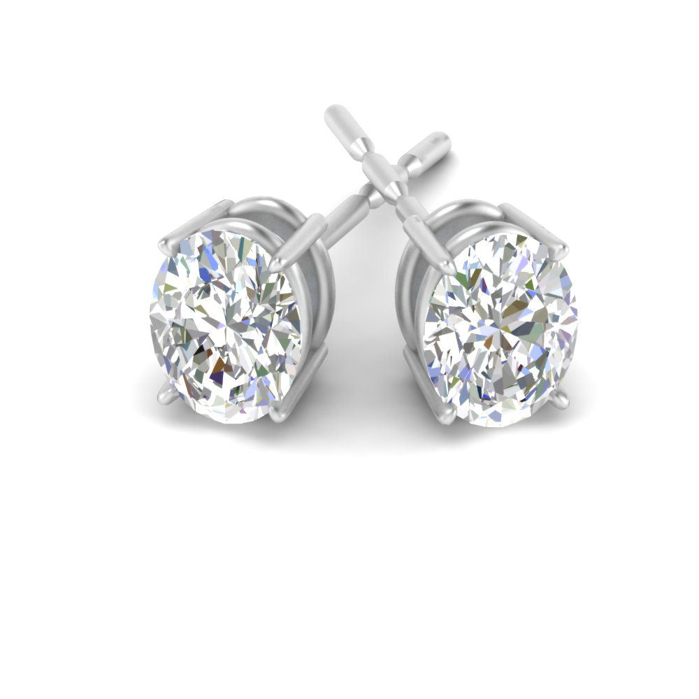 Stud Earring Basket Oval Shaped Fascinating Diamonds