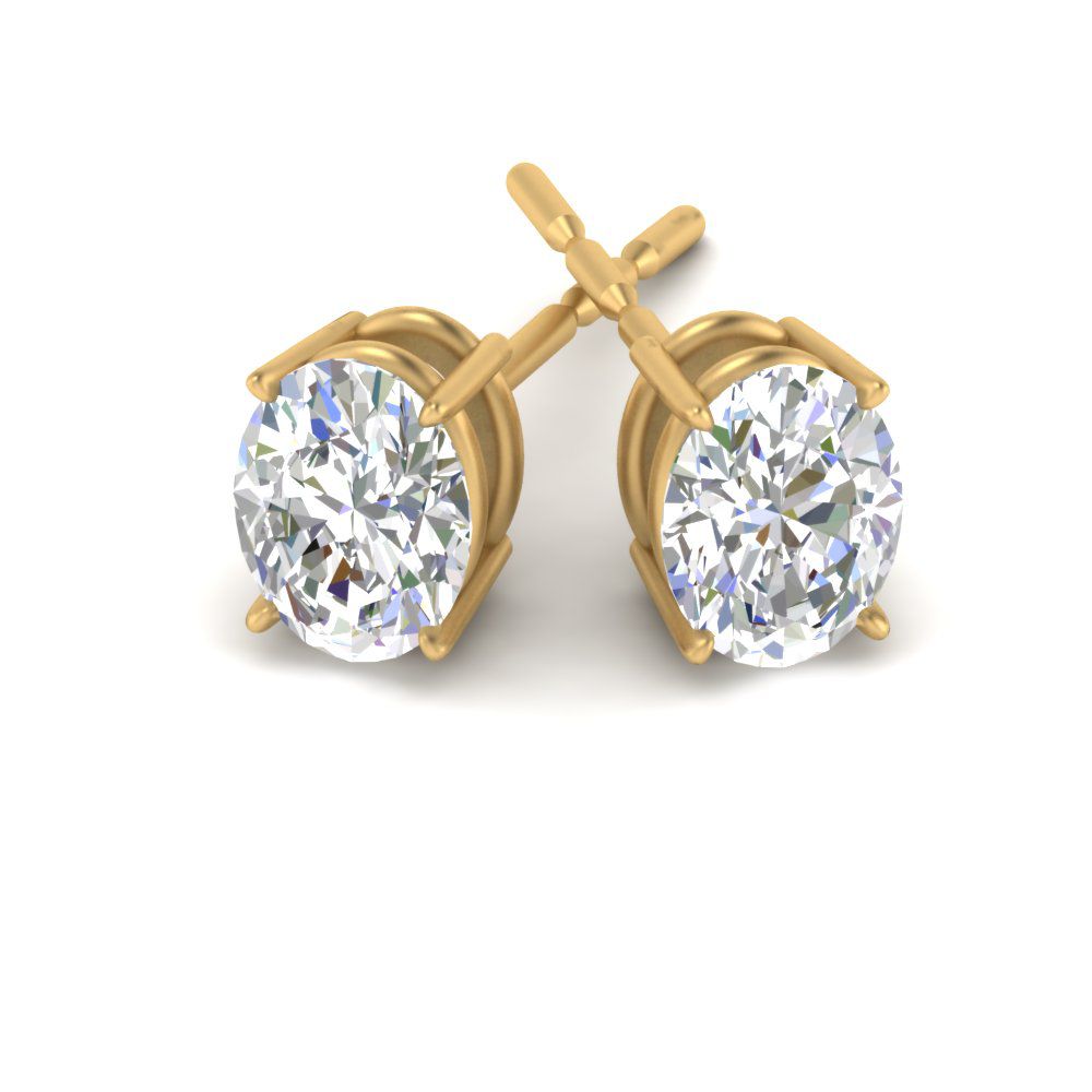Stud Earring Basket Oval Shaped Fascinating Diamonds