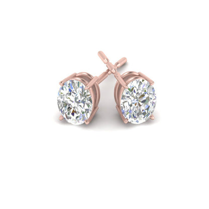 Stud Earring Basket Oval Shaped Fascinating Diamonds