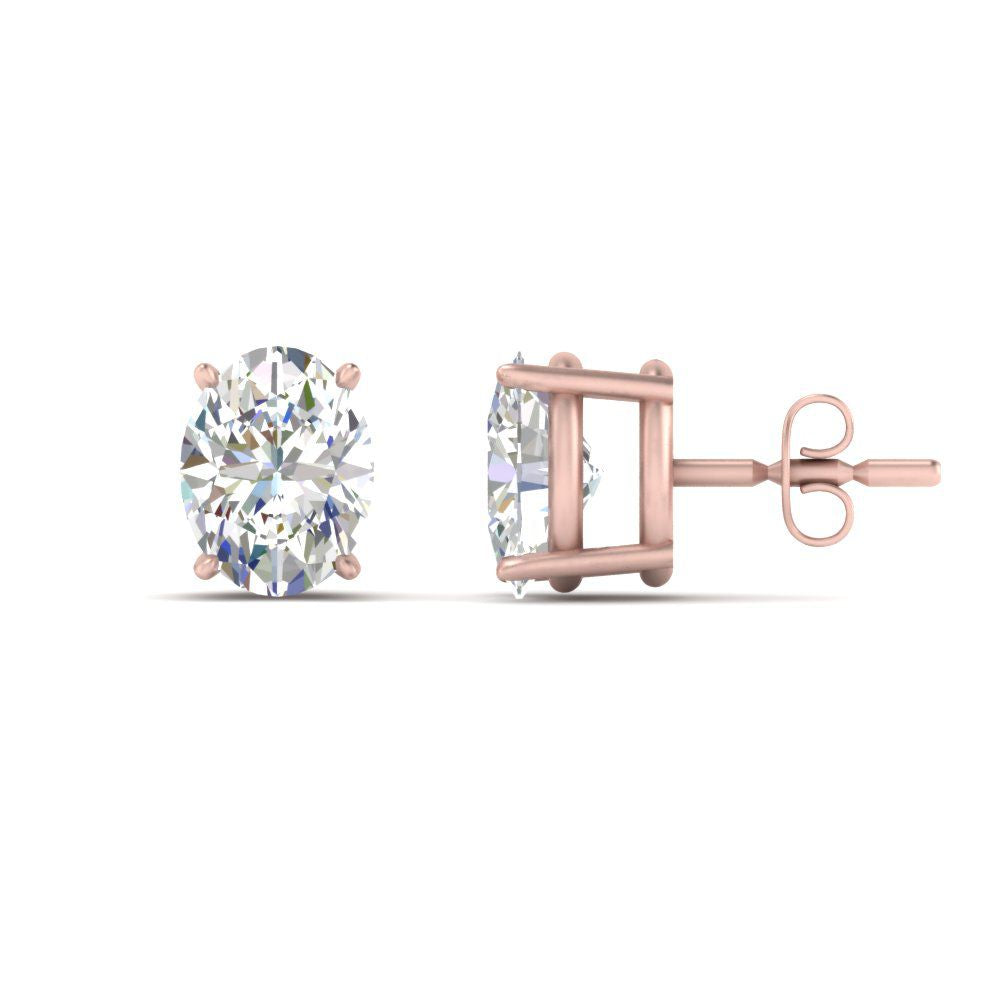 Stud Earring Basket Oval Shaped Fascinating Diamonds