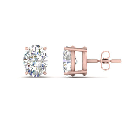 Stud Earring Basket Oval Shaped Fascinating Diamonds
