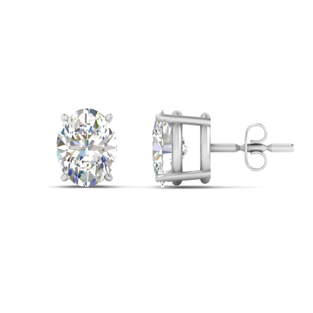 Stud Earring Basket Oval Shaped Fascinating Diamonds