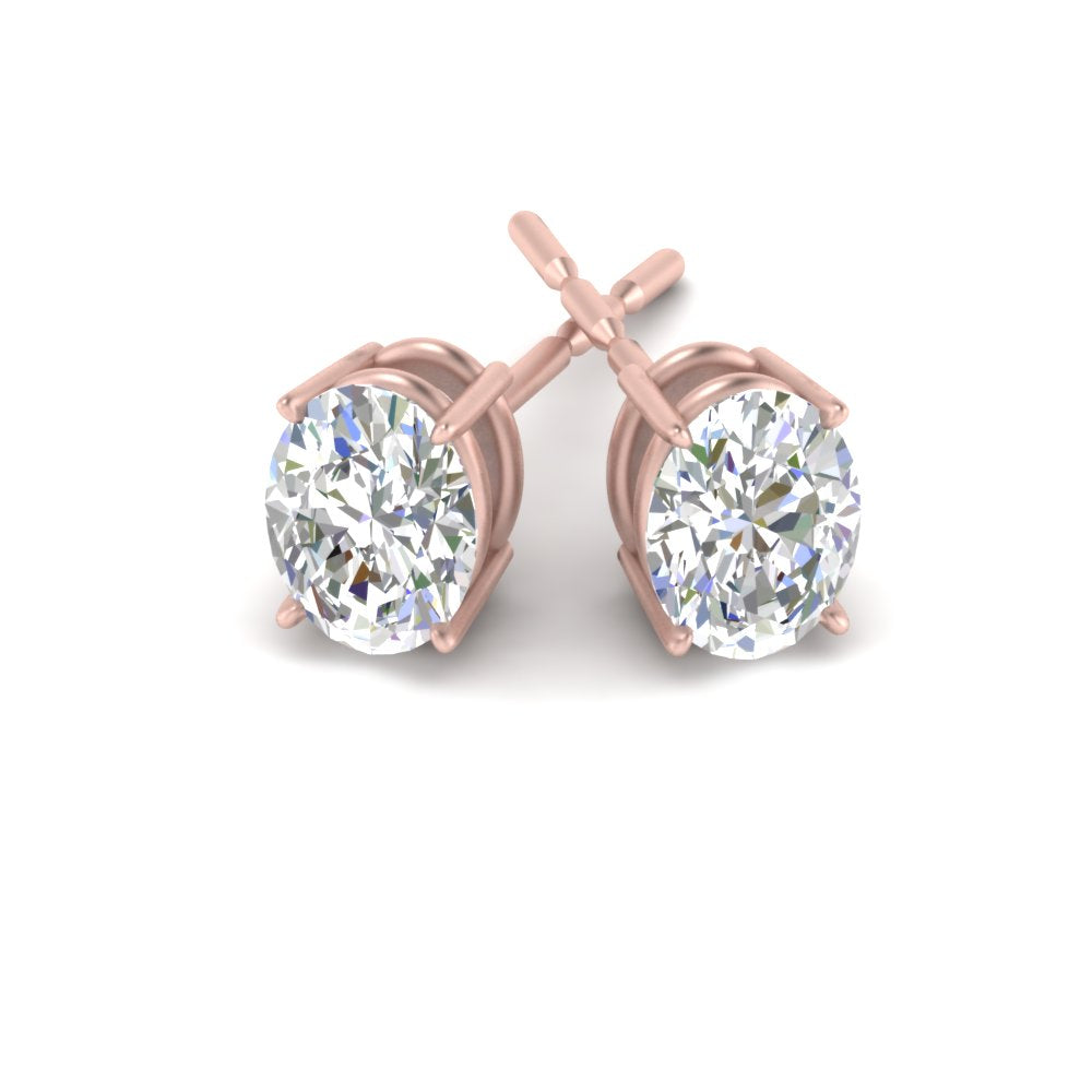 Stud Earring Basket Oval Shaped Fascinating Diamonds