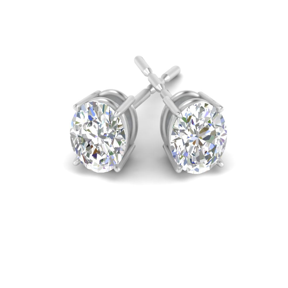 Stud Earring Basket Oval Shaped Fascinating Diamonds