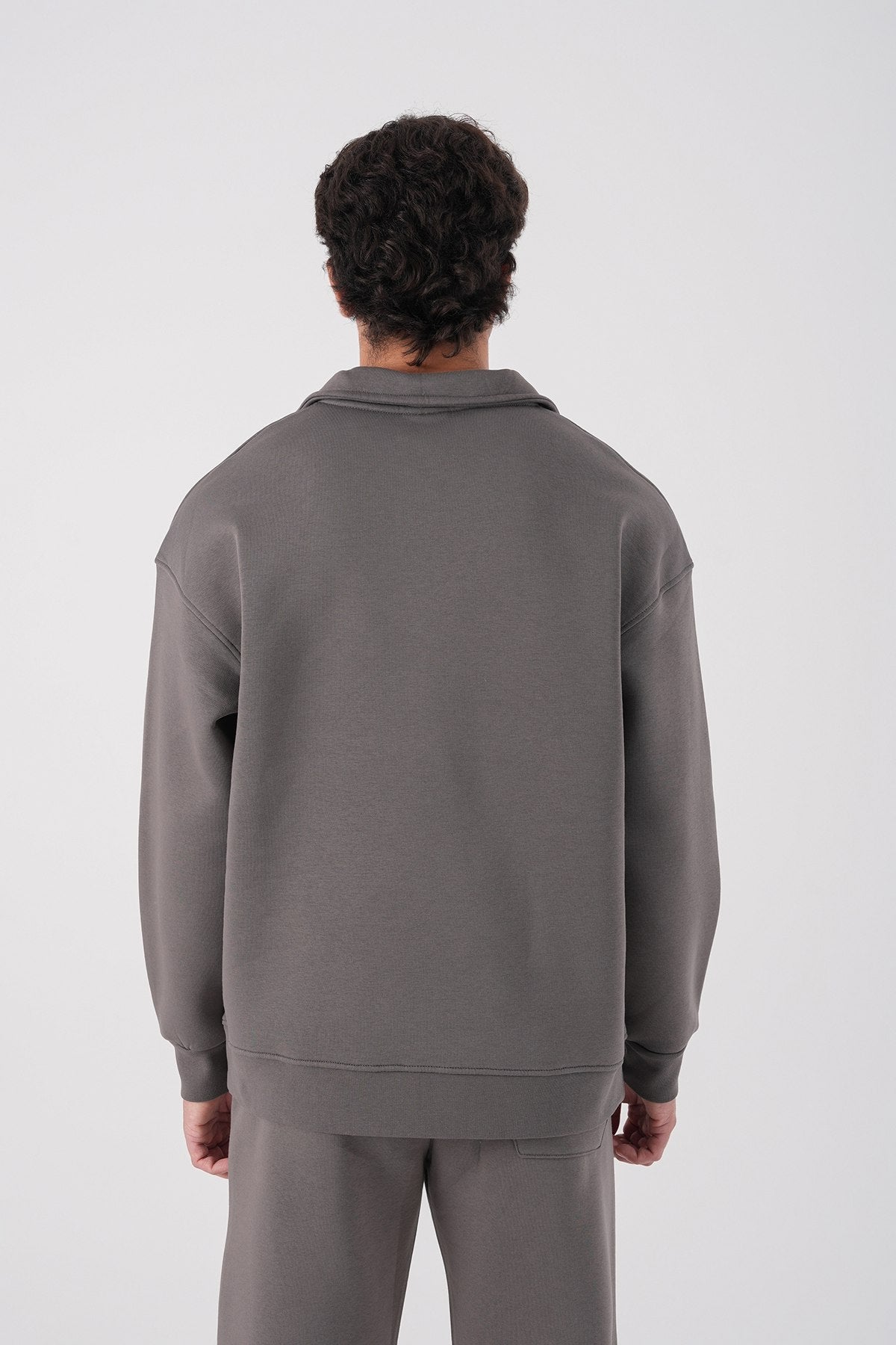 Unisex Oversize Half-Zip Sweatshirt & Baggy Sweatpants Set Withinblack