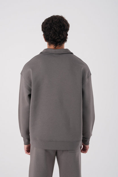 Unisex Oversize Half-Zip Sweatshirt & Baggy Sweatpants Set Withinblack