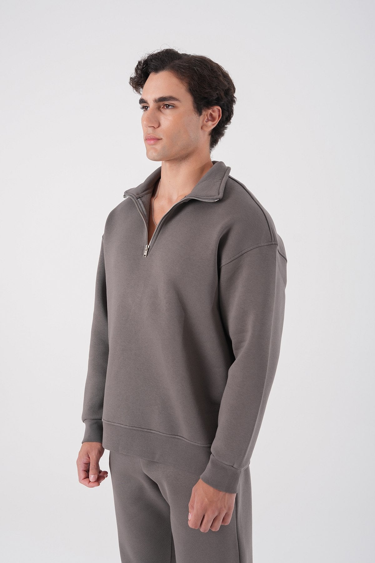 Unisex Oversize Half-Zip Sweatshirt & Baggy Sweatpants Set Withinblack