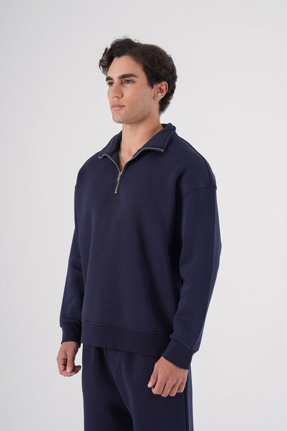 Unisex Oversize Half-Zip Sweatshirt & Baggy Sweatpants Set Withinblack
