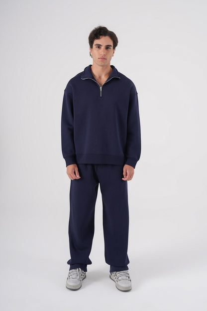 Unisex Oversize Half-Zip Sweatshirt & Baggy Sweatpants Set Withinblack