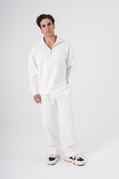 Unisex Oversize Half-Zip Sweatshirt & Baggy Sweatpants Set Withinblack