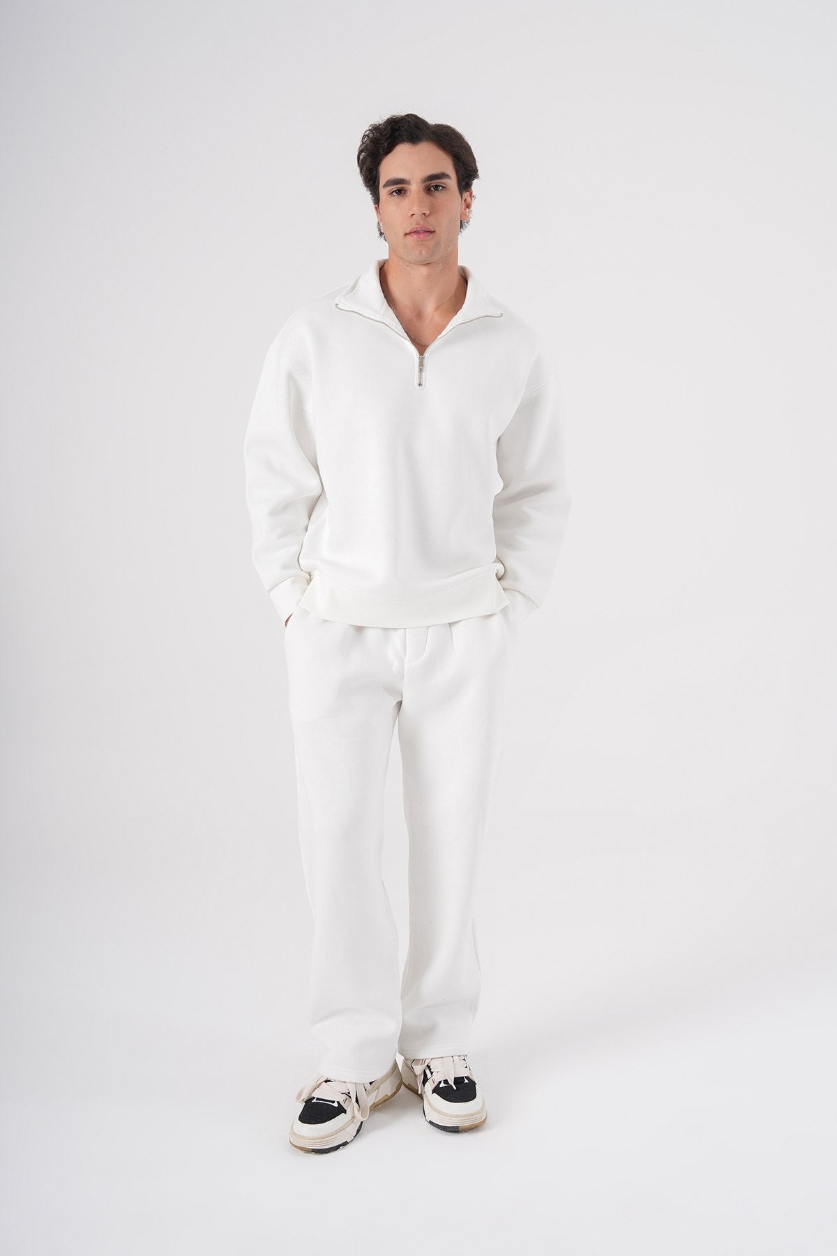 Unisex Oversize Half-Zip Sweatshirt & Baggy Sweatpants Set Withinblack