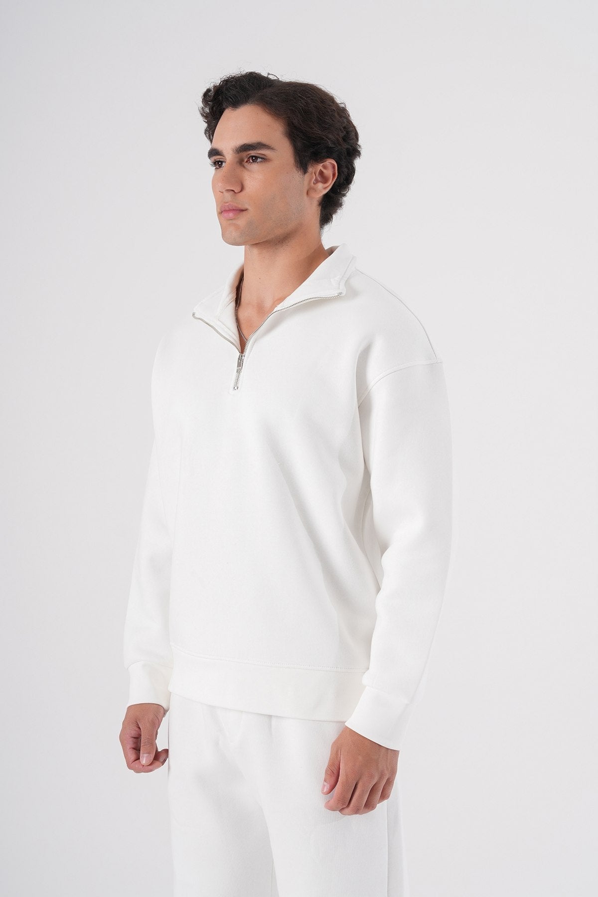 Unisex Oversize Half-Zip Sweatshirt & Baggy Sweatpants Set Withinblack