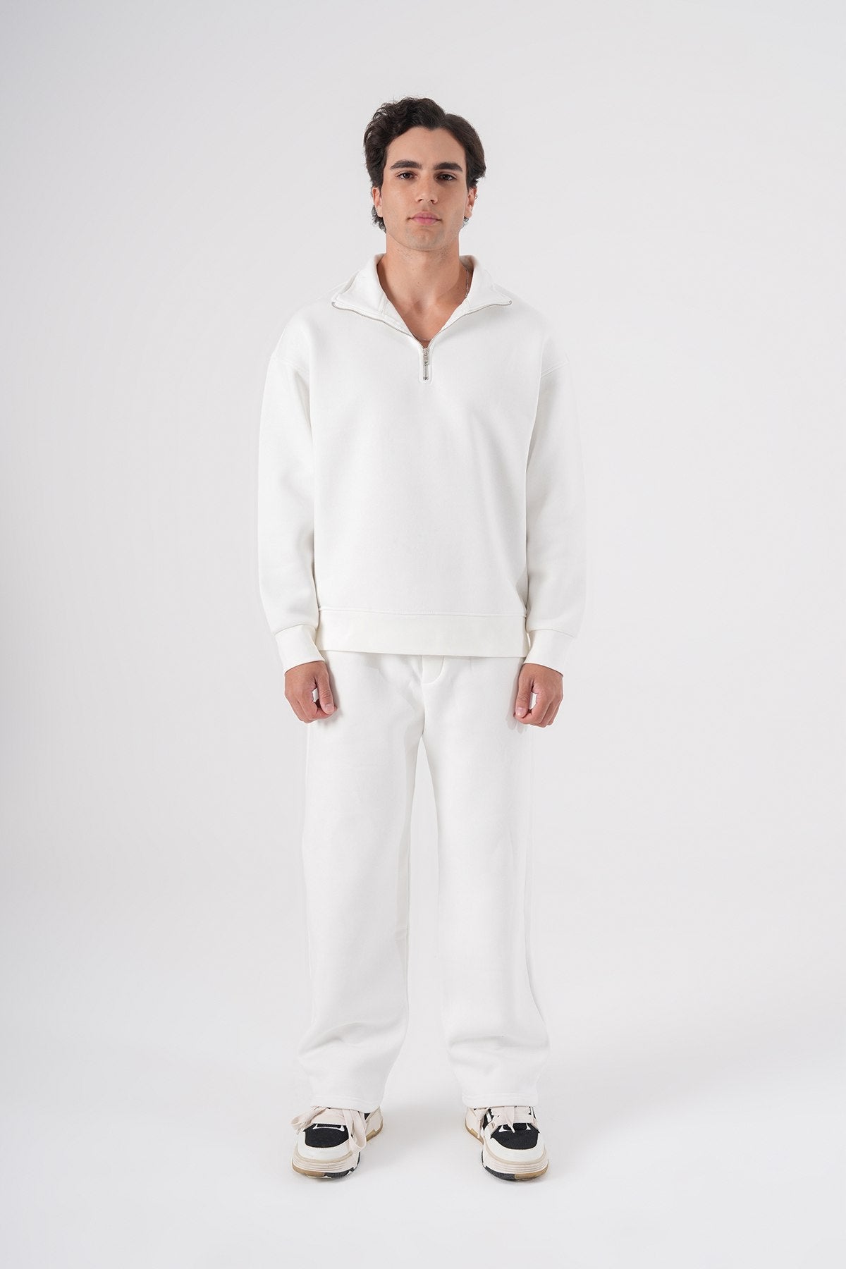Unisex Oversize Half-Zip Sweatshirt & Baggy Sweatpants Set Withinblack