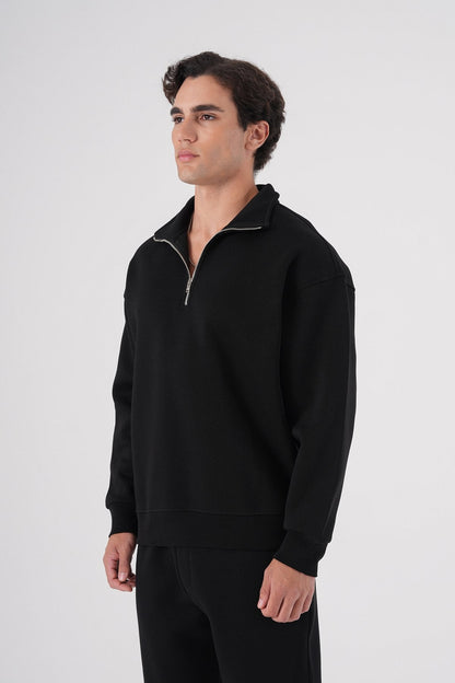 Unisex Oversize Half-Zip Sweatshirt & Baggy Sweatpants Set Withinblack