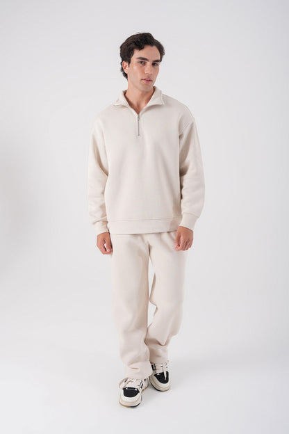 Unisex Oversize Half-Zip Sweatshirt & Baggy Sweatpants Set Withinblack