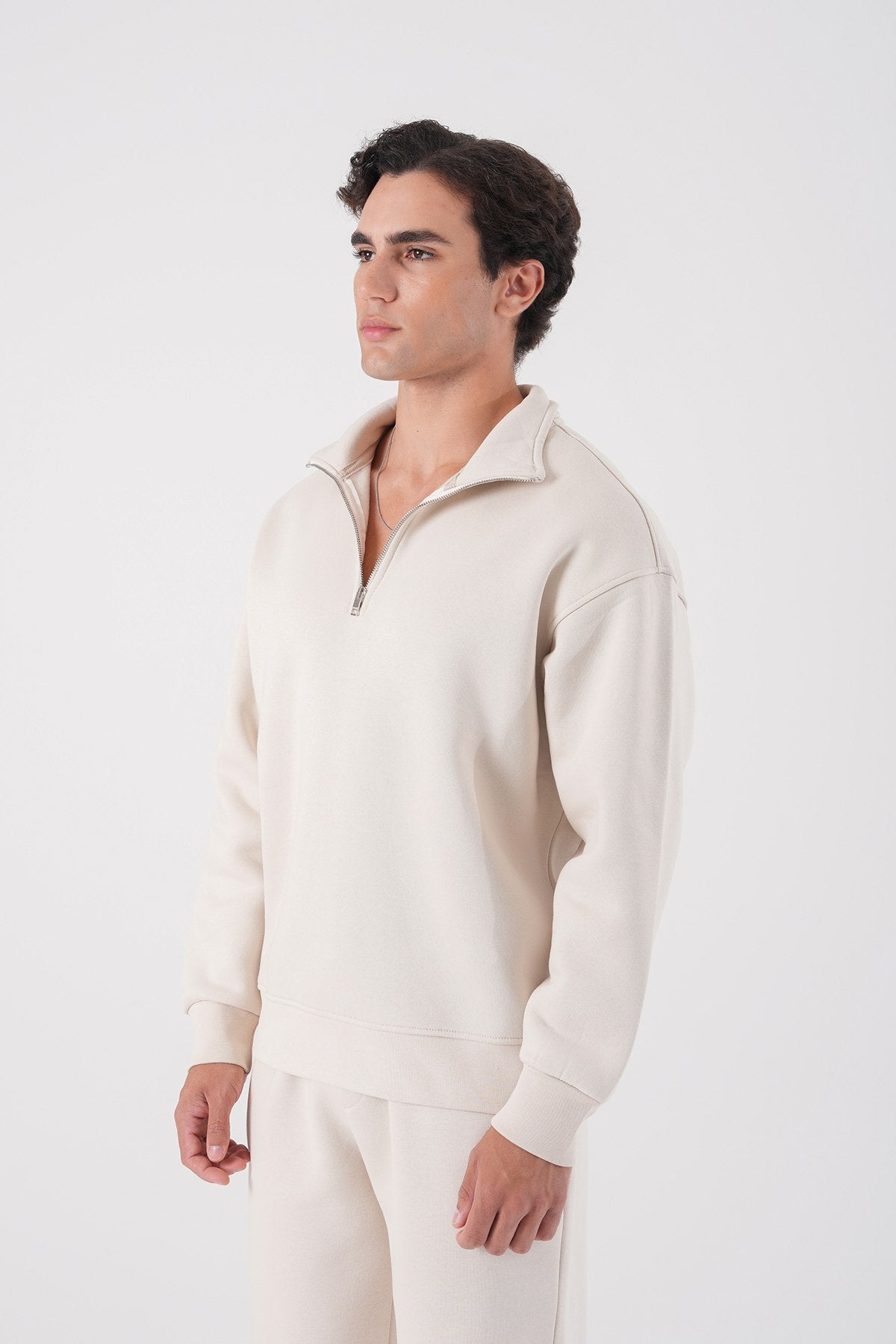 Unisex Oversize Half-Zip Sweatshirt & Baggy Sweatpants Set Withinblack