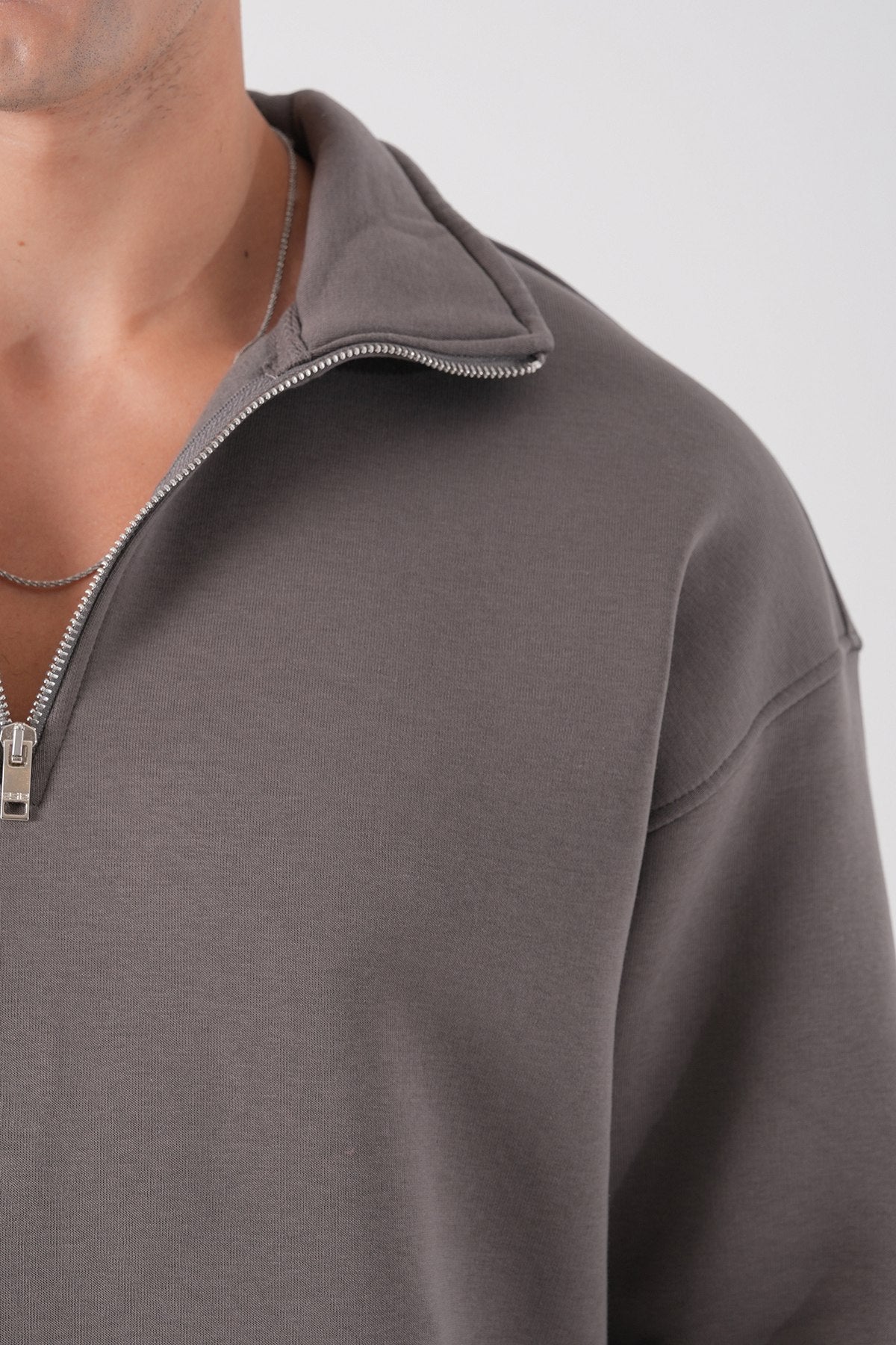 Unisex Oversize Half-Zip Sweatshirt & Baggy Sweatpants Set Withinblack